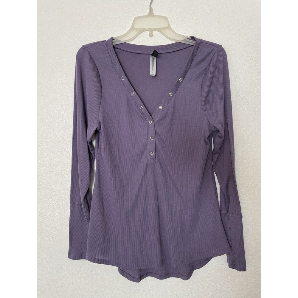 Adore Me Super Soft Henley Top Sz Large Purple Ribbed